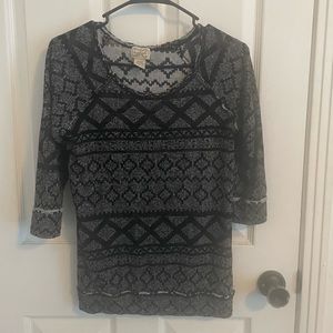 Eyelash Couture Black and Grey Geometric Top